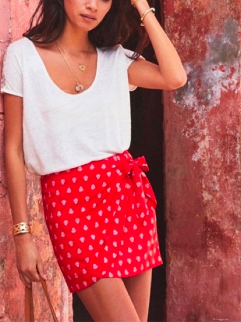 Sezane Jupe Pacome Red Wrap Mini Skirt in red size 38/ 6